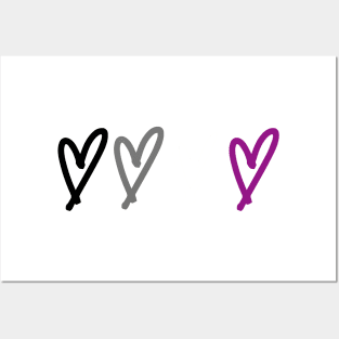 asexual flag hearts Posters and Art